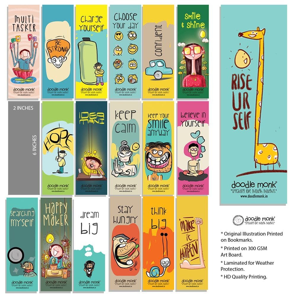 Positive Doodles Bookmarks - Pack of 18 Individual