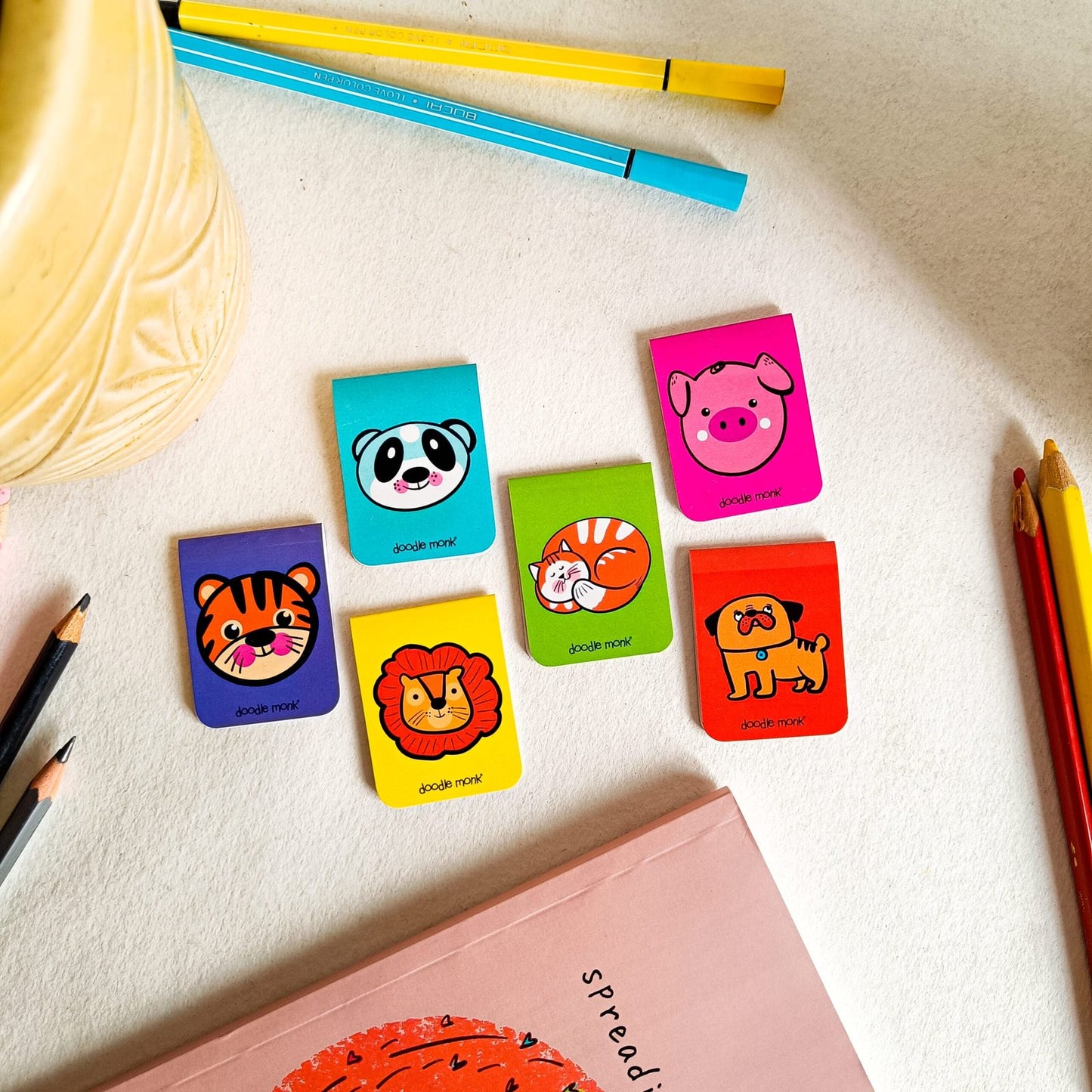 Animal - Magnetic Bookmarks Pack of 6 – Cute Doodle Page Markers