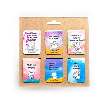 Happy Monk - Magnetic Bookmark Pack of 6 – Cute Doodle Page Markers