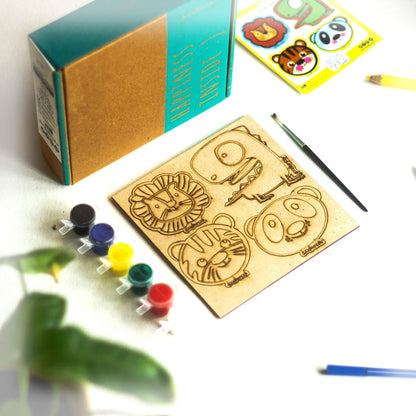 ANIMAL - DIY for Kids - FRIDGE MAGNET COLORING KIT PACK OF 4