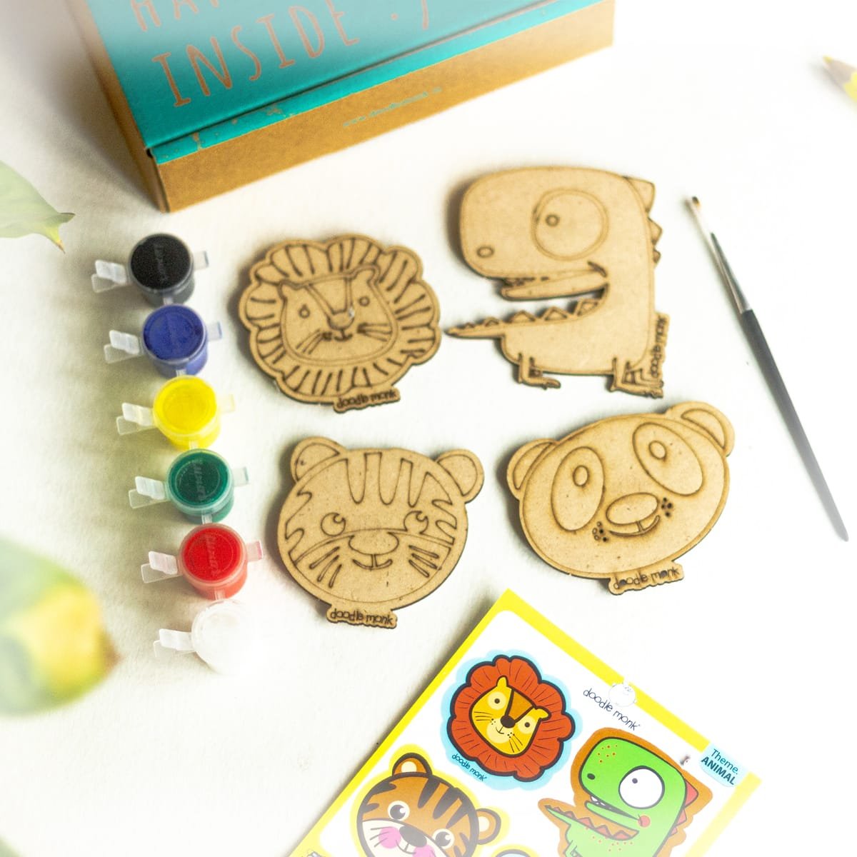 ANIMAL - DIY for Kids - FRIDGE MAGNET COLORING KIT PACK OF 4