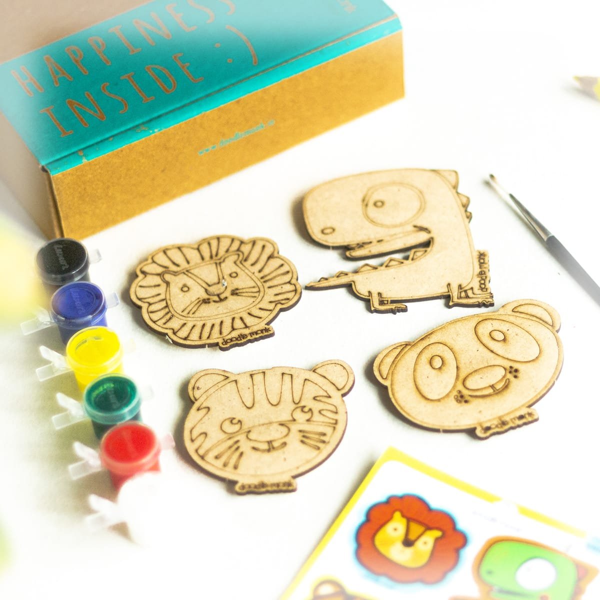 ANIMAL - DIY for Kids - FRIDGE MAGNET COLORING KIT PACK OF 4