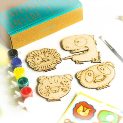 ANIMAL - DIY for Kids - FRIDGE MAGNET COLORING KIT PACK OF 4