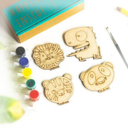 ANIMAL - DIY for Kids - FRIDGE MAGNET COLORING KIT PACK OF 4