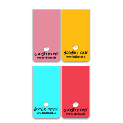 BOOK BUDDIES Magnetic Bookmarks Pack of 4 Individual – Cute Doodle Page Markers