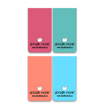 HAPPY PAGES Magnetic Bookmarks Pack of 4 Individual – Cute Doodle Page Markers
