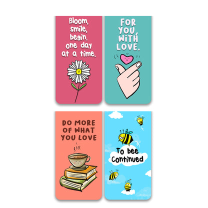 HAPPY PAGES Magnetic Bookmarks Pack of 4 Individual – Cute Doodle Page Markers