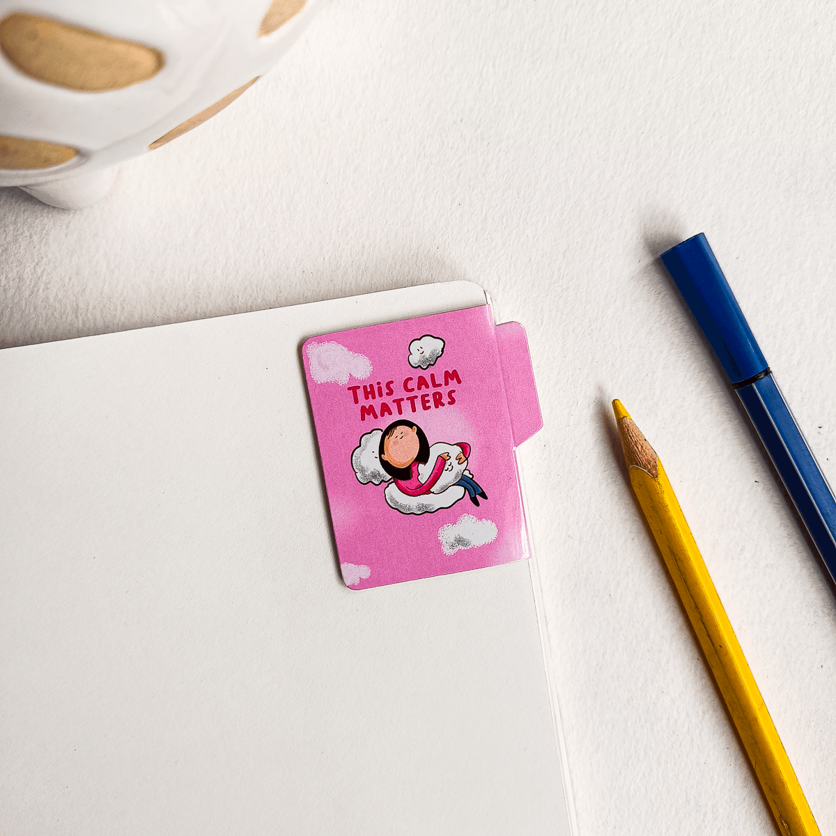 Happiness is  Magnetic Bookmarks Pop Out Pack of 6 Individual – Cute Doodle Page Markers