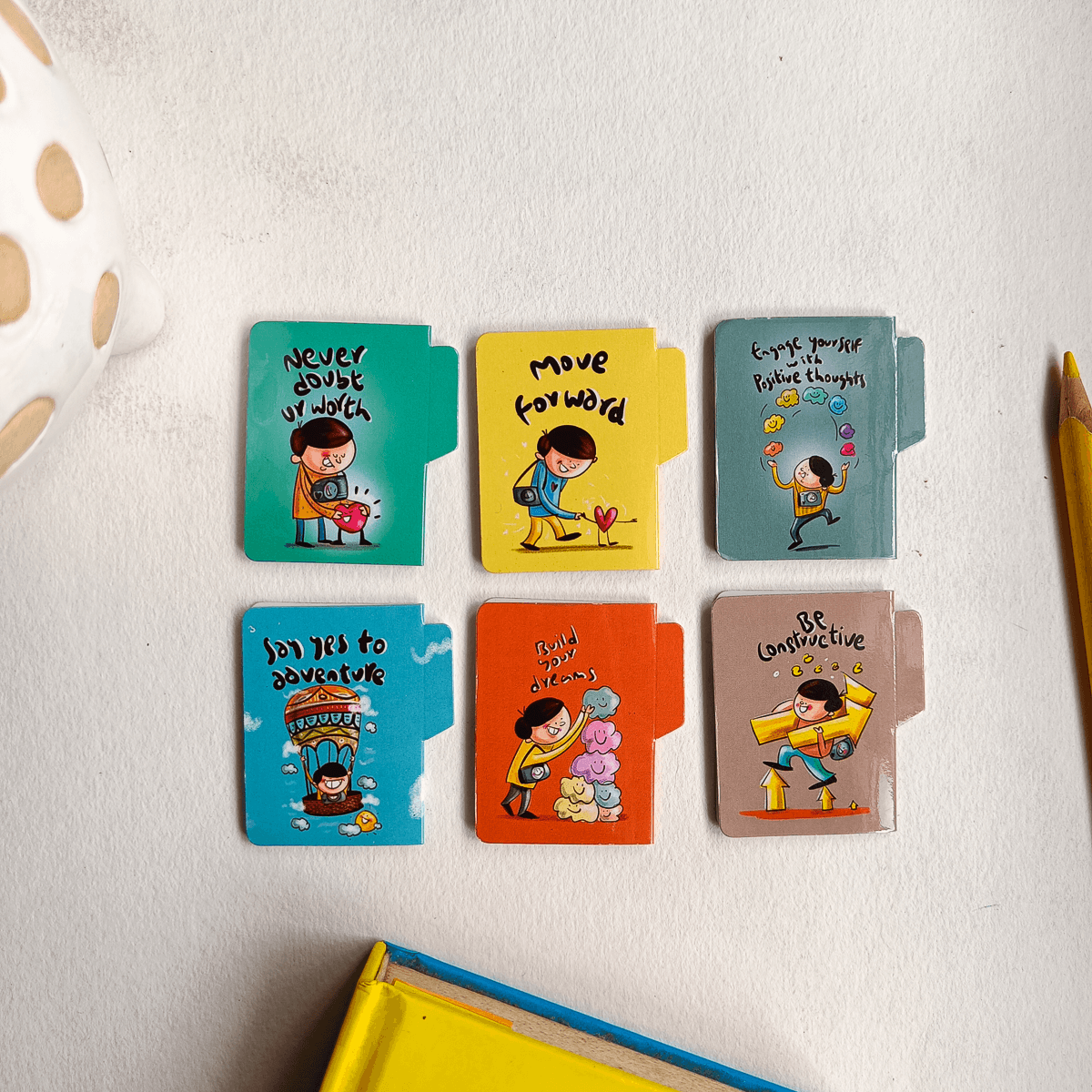 Success Magnetic Bookmarks Pop-Out Pack of 6 Individual – Cute Doodle Page Markers