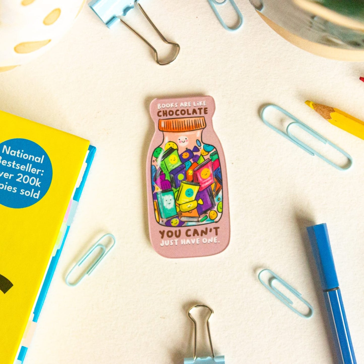 Chocolate Magnetic Bookmarks – Cute Doodle Page Markers