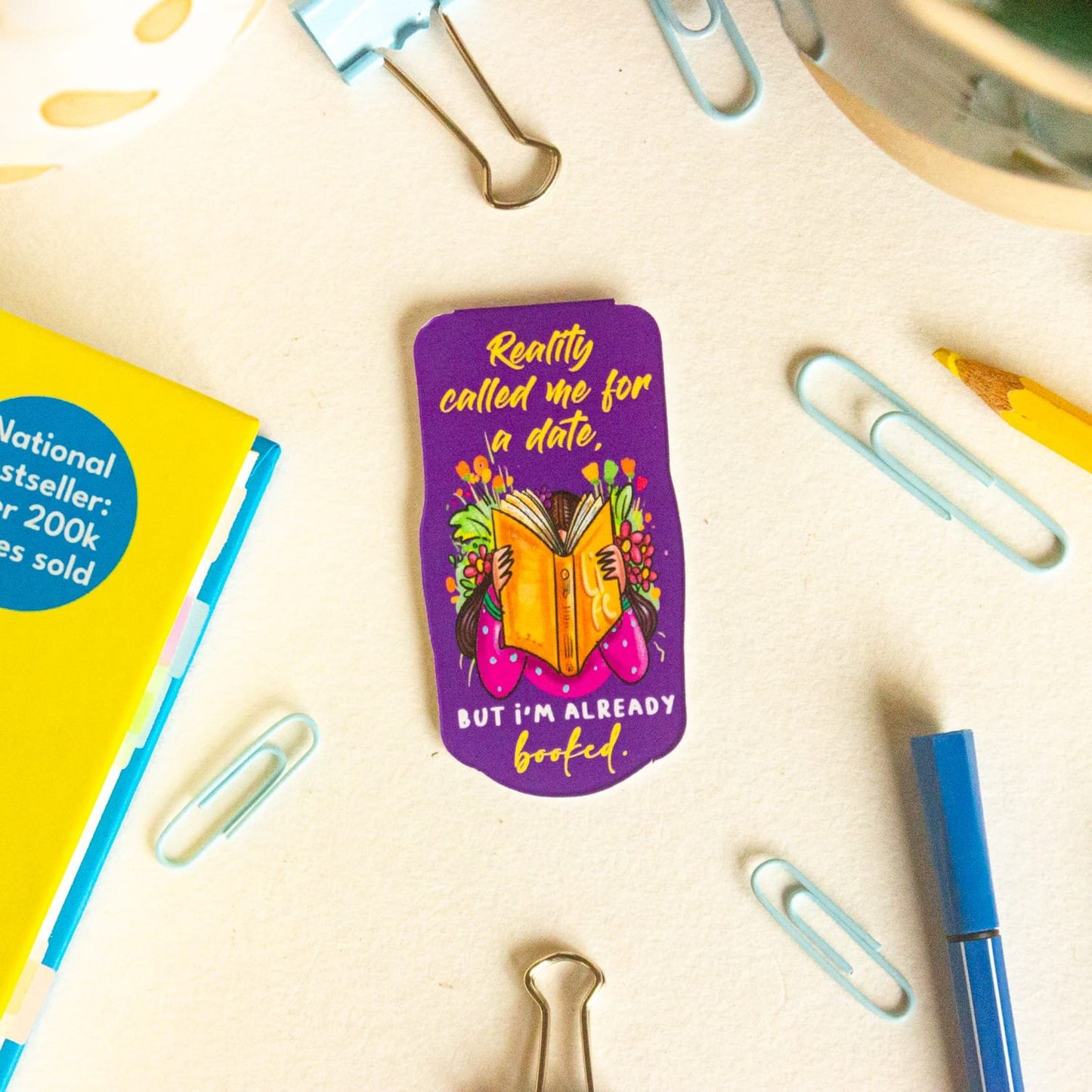Reality Calls Magnetic Bookmarks – Cute Doodle Page Markers