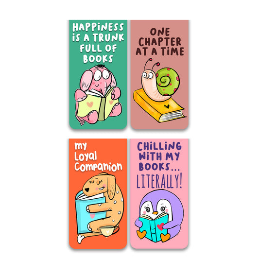 LOYAL READER Magnetic Bookmarks Pack of 4 Individual – Cute Doodle Page Markers