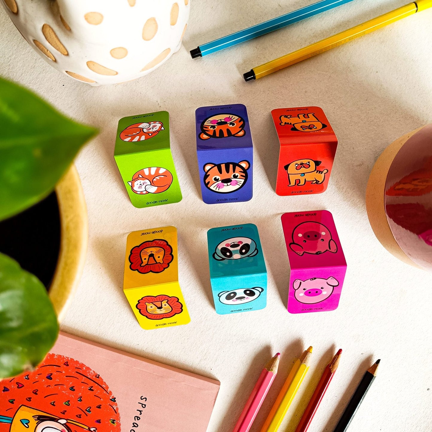 Animal - Magnetic Bookmarks Pack of 6 – Cute Doodle Page Markers