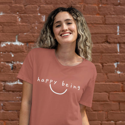 Happy Being - T-Shirt with Puff Print