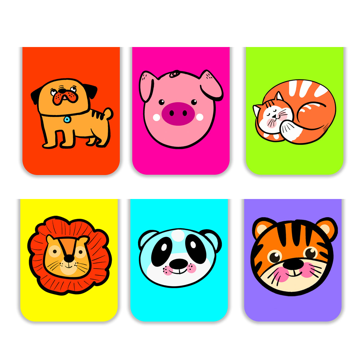 Animal - Magnetic Bookmarks Pack of 6 – Cute Doodle Page Markers
