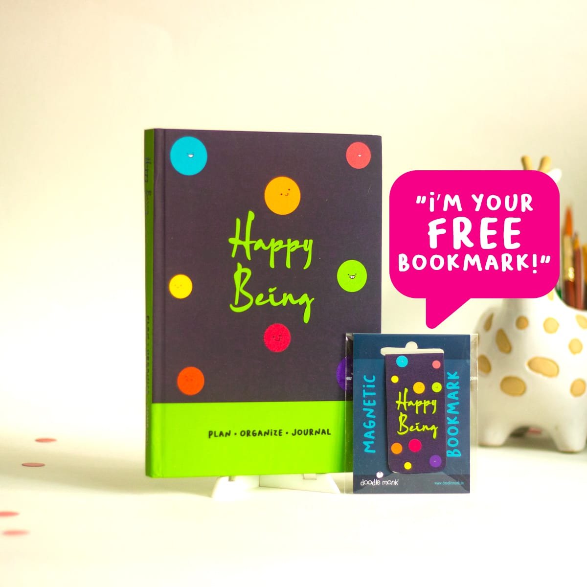Happy Being - Undated Planner (Free Self-Themed Magnetic Bookmark Inside!)