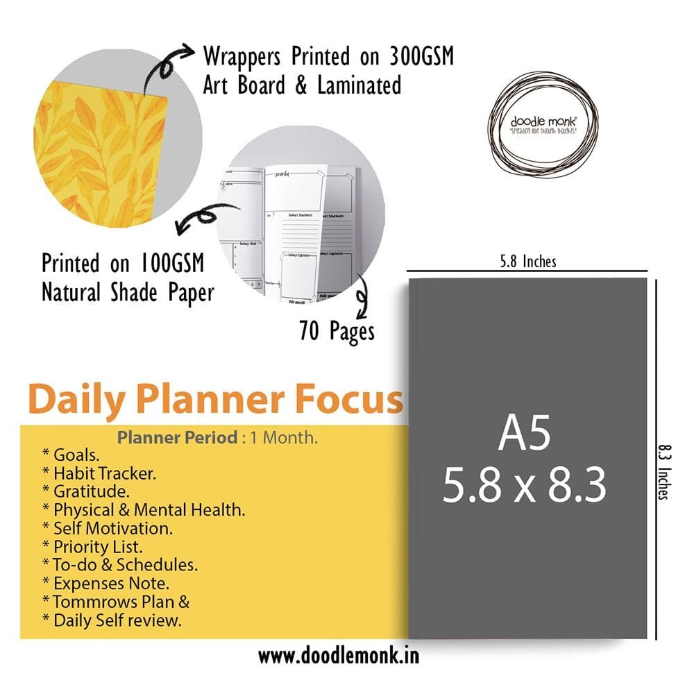 Focus Daily Planner - A5 Undated Planner for 30 Days