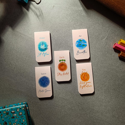 .Pancha Bhoothas Magnetic Bookmark Pack of 5 – Cute Doodle Page Markers