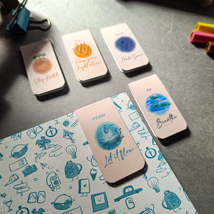 .Pancha Bhoothas Magnetic Bookmark Pack of 5 – Cute Doodle Page Markers
