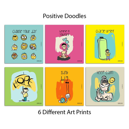 Positive Doodles - Wall Art & Table top Art frames Changeable Art frames with 6 Different Art Prints.