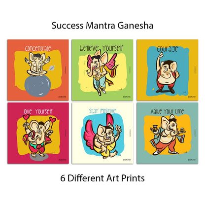 Success Mantra Ganesha - Wall Art & Tabletop Art Frames Changeable Art frames with 6 Different Art Prints.